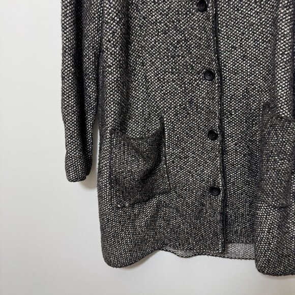 J. Jill Soft Tweed Knit Cardigan Duster Jacket Size L With A Fleece Lined Collar - Picture 4 of 8